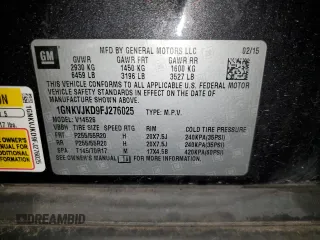 2015 Chevrolet Traverse LTZ with VIN 1GNKVJKD9FJ276025, listed as a Copart auction lot 45965035 with 160,552 mi miles and Salvage Title. Bid and sale history available at DreamBid. Image 15.
