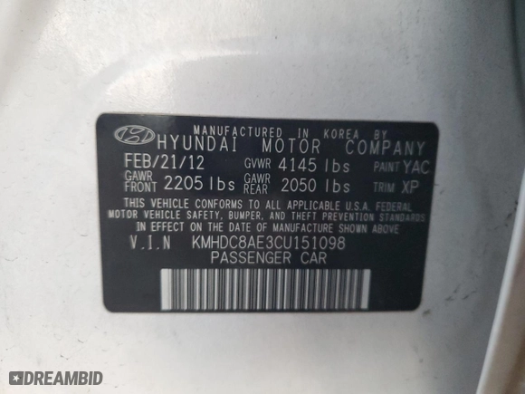 2012 Hyundai Elantra Touring SE with VIN KMHDC8AE3CU151098, listed as a Copart auction lot 82891044 with 128,180 mi miles and Salvage Title. Bid and sale history available at carsss.com. Image 12.
