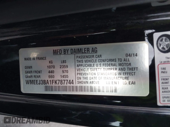 2015 Smart fortwo Passion with VIN WMEEJ3BA1FK787744, listed as a IAAI auction lot 42095001 with 43,370 mi miles and . Bid and sale history available at DreamBid. Image 9.