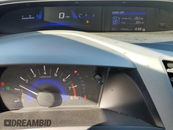 2012 Honda Civic EX-L with VIN 19XFB2F92CE022759, listed as a Copart auction lot 51343545 with 135,540 mi miles and Salvage Title. Bid and sale history available at DreamBid. Image 9.