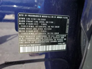 2021 Volkswagen Tiguan S with VIN 3VV1B7AX7MM036467, listed as a Copart auction lot 56992555 with 12,008 mi miles and Salvage title. Bid and sale history available at DreamBid. Image 12.