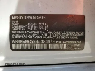 2017 BMW M3 with VIN WBS8M9C5XH5G84679, listed as a Copart auction lot 50328034 with 85,607 mi miles. Bid and sale history available at carsss.com. Image 12.
