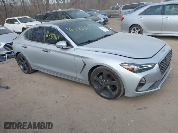 2019 Genesis G70 2.0T Advanced with VIN KMTG44LA2KU034212, listed as a IAAI auction lot 41780111 with 48,222 mi miles. Bid and sale history available at carsss.com. Image 1.