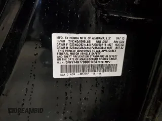 2013 Honda Pilot EX-L with VIN 5FNYF4H77DB061458, listed as a Copart auction lot 52008765 with 106,505 mi miles and Salvage title. Bid and sale history available at DreamBid. Image 15.
