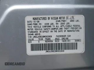 2008 Infiniti EX Journey z VIN JNKAJ09E28M302909, wystawiony jako IAAI lot #42361759 z przebiegiem 166 432 mil mil oraz . Historia ofert i sprzedaży dostępna na DreamBid. Obrazek 9.