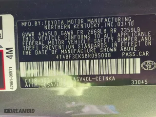 2011 Toyota Camry LE with VIN 4T4BF3EK5BR095008, listed as a IAAI auction lot 41765871 with 204,327 mi miles. Bid and sale history available at carsss.com. Image 9.