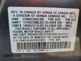 2012 Acura MDX Tech/Entertainment Pkg with VIN 2HNYD2H43CH512873, listed as a Copart auction lot 46310765 with 158,179 mi miles and Clean Title. Bid and sale history available at carsss.com. Image 13.