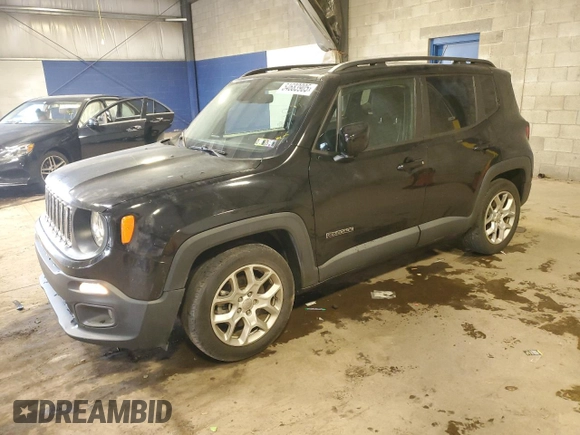 2017 Jeep Renegade Latitude with VIN ZACCJABB8HPG23144, listed as a Copart auction lot 54683905 with 82,950 mi miles and Salvage Title. Bid and sale history available at carsss.com. Image 1.