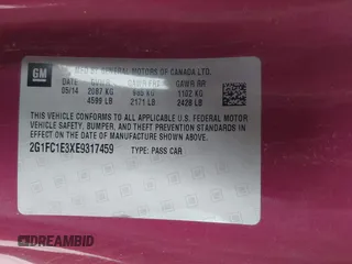 2014 Chevrolet Camaro LT z VIN 2G1FC1E3XE9317459, wystawiony jako IAAI lot #41168805 z przebiegiem 126 298 mil mil oraz . Historia ofert i sprzedaży dostępna na DreamBid. Obrazek 9.