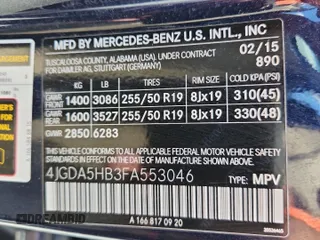 2015 Mercedes-Benz M 350 z VIN 4JGDA5HB3FA553046, wystawiony jako Copart lot #57749985 z przebiegiem 120 138 mil mil oraz Nie do naprawy • Non repairable. Historia ofert i sprzedaży dostępna na DreamBid. Obrazek 14.