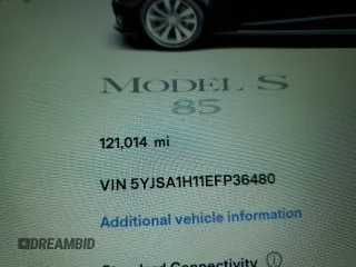 2014 Tesla Model S 60 z VIN 5YJSA1H11EFP36480, wystawiony jako Copart lot #71210254 z przebiegiem 121 014 mil mil oraz Szkoda całkowita • Salvage title. Historia ofert i sprzedaży dostępna na DreamBid. Obrazek 9.