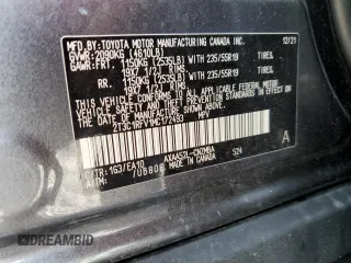 2021 Toyota RAV4 XLE Premium with VIN 2T3C1RFV1MC172493, listed as a Copart auction lot 61571255 with Not provided miles and Salvage title. Bid and sale history available at DreamBid. Image 13.