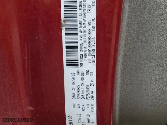 2008 Dodge Ram 1500 SLT with VIN 1D7HA18298S631606, listed as a Copart auction lot 51163005 with 168,534 mi miles and Clean Title. Bid and sale history available at carsss.com. Image 12.