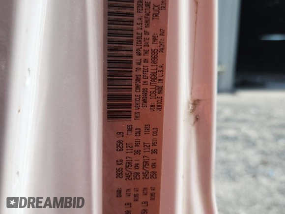 2020 Jeep Gladiator Sport S with VIN 1C6JJTAG0LL109695, listed as a Copart auction lot 63112895 with 53,491 mi miles and Non repairable. Bid and sale history available at DreamBid. Image 12.