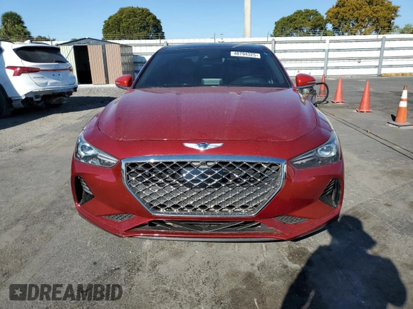 2020 Genesis G70 3.3T with VIN KMTG34LEXLU057731, listed as a Copart auction lot 48794325 with 93,504 mi miles and Salvage title. Bid and sale history available at DreamBid. Image 5.