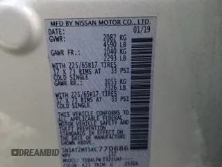 2019 Nissan Rogue SV with VIN 5N1AT2MT5KC770686, listed as a Copart auction lot 47623755 with 110,150 mi miles and Salvage Title. Bid and sale history available at DreamBid. Image 13.
