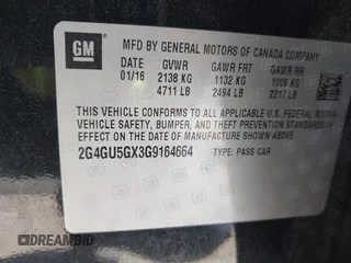 2016 Buick Regal GS with VIN 2G4GU5GX3G9164664, listed as a IAAI auction lot 41864579 with 121,789 mi miles and . Bid and sale history available at DreamBid. Image 9.