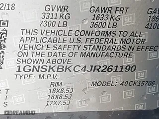 2018 Chevrolet Tahoe LT with VIN 1GNSKBKC4JR261190, listed as a IAAI auction lot 41548734 with 142,800 mi miles. Bid and sale history available at carsss.com. Image 9.