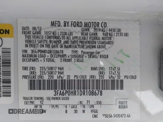 2013 Ford Fusion SE with VIN 3FA6P0HR1DR108678, listed as a IAAI auction lot 42028440 with 105,455 mi miles. Bid and sale history available at carsss.com. Image 9.
