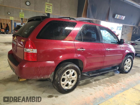 2002 Acura MDX Touring Pkg with VIN 2HNYD18652H545190, listed as a Copart auction lot 87021484 with 0 mi miles and Salvage Title. Bid and sale history available at carsss.com. Image 3.