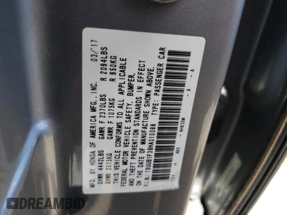 2017 Acura TLX z VIN 19UUB1F38HA010088, wystawiony jako Copart lot #59468284 z przebiegiem 97 704 mil mil oraz Szkoda całkowita • Salvage title. Historia ofert i sprzedaży dostępna na DreamBid. Obrazek 12.