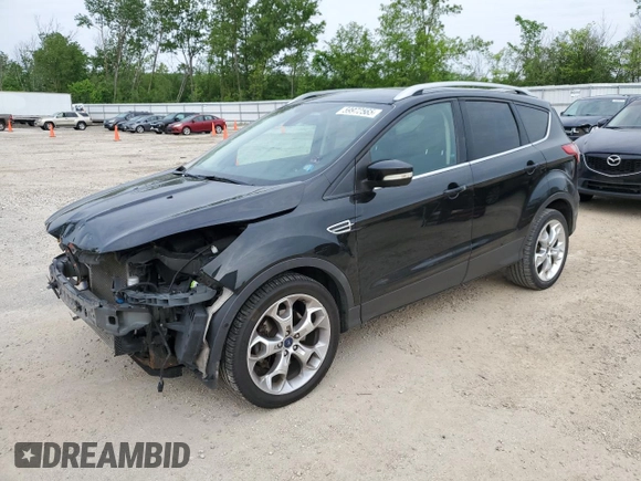2015 Ford Escape Titanium z VIN 1FMCU9J99FUA90281, wystawiony jako Copart lot #59972565 z przebiegiem 125 351 mil mil oraz Czysty tytuł • Clean title. Historia ofert i sprzedaży dostępna na DreamBid. Obrazek 1.