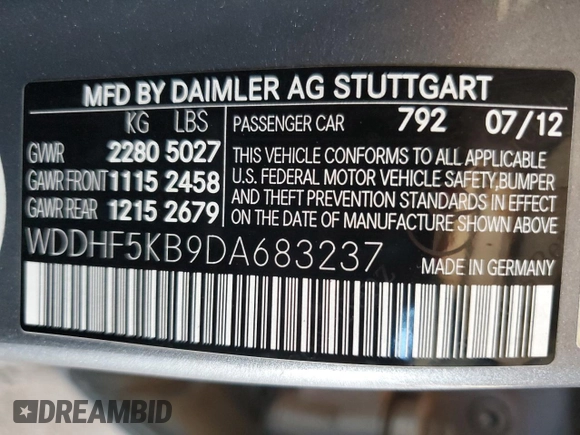 2013 Mercedes-Benz E 350 Luxury z VIN WDDHF5KB9DA683237, wystawiony jako Copart lot #65472505 z przebiegiem 135 380 mil mil oraz Czysty tytuł • Clean title. Historia ofert i sprzedaży dostępna na DreamBid. Obrazek 12.