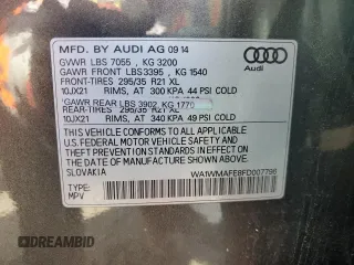 2015 Audi Q7 3.0L TDI Prestige with VIN WA1WMAFE8FD007796, listed as a Copart auction lot 46927935 with 101,847 mi miles and Salvage Title. Bid and sale history available at carsss.com. Image 13.