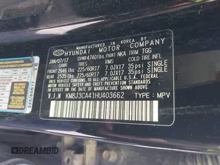 2017 Hyundai Tucson SE with VIN KM8J3CA41HU403662, listed as a IAAI auction lot 39867347 with 151,980 mi miles. Bid and sale history available at carsss.com. Image 9.
