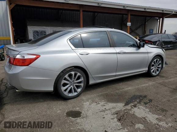 2014 Honda Accord Sedan Sport with VIN 1HGCR2F5XEA033737, listed as a Copart auction lot 52454755 with 138,838 mi miles and Salvage Title. Bid and sale history available at carsss.com. Image 3.