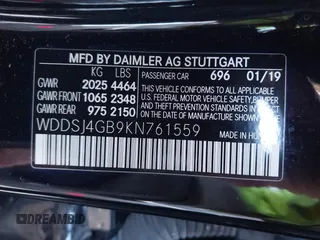 2019 Mercedes-Benz CLA 250 with VIN WDDSJ4GB9KN761559, listed as a IAAI auction lot 41391933 with 70,458 mi miles and . Bid and sale history available at DreamBid. Image 9.