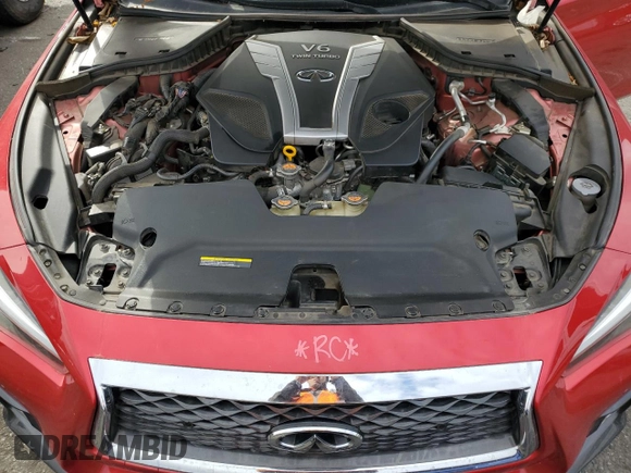 2018 Infiniti Q50 Red Sport 400 with VIN JN1FV7AR6JM481502, listed as a Copart auction lot 79382084 with 74,095 mi miles and Salvage title. Bid and sale history available at DreamBid. Image 11.