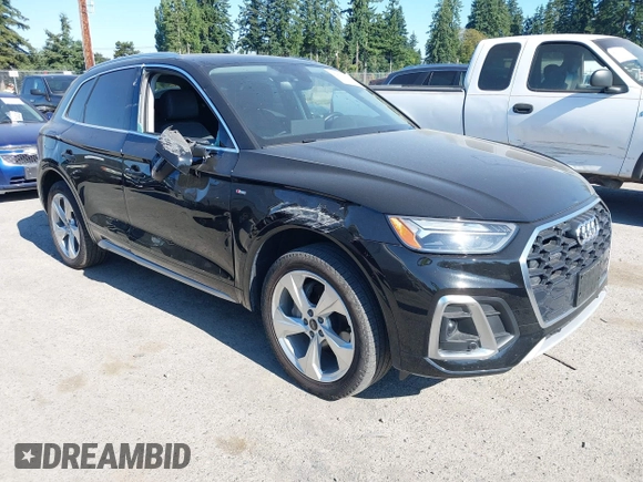 2022 Audi Q5 S line Premium Plus with VIN WA1EAAFY4N2042912, listed as a IAAI auction lot 42673244 with 32,597 mi miles and . Bid and sale history available at DreamBid. Image 1.