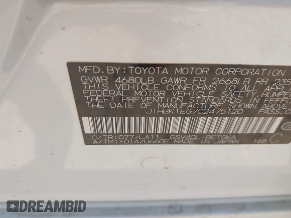 2012 Lexus ES 330 z VIN JTHBK1EG7C2475120, wystawiony jako IAAI lot #42042158 z przebiegiem 85 895 mil mil oraz . Historia ofert i sprzedaży dostępna na DreamBid. Obrazek 9.