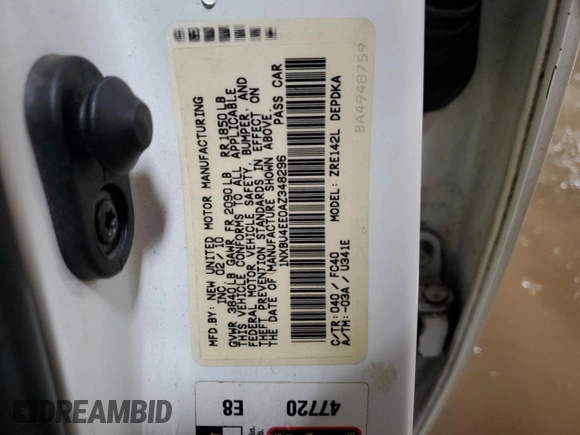 2010 Toyota Corolla with VIN 1NXBU4EE0AZ348296, listed as a Copart auction lot 49457255 with 171,764 mi miles and Salvage Title. Bid and sale history available at carsss.com. Image 13.