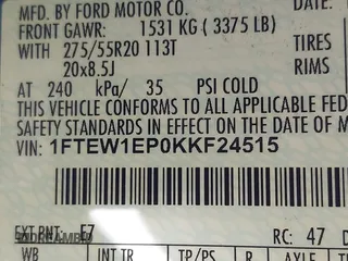 2019 Ford F-150 XL with VIN 1FTEW1EP0KKF24515, listed as a IAAI auction lot 41810694 with 58,906 mi miles. Bid and sale history available at carsss.com. Image 9.