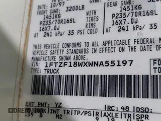 1998 Ford F-150 with VIN 1FTZF18WXWNA55197, listed as a IAAI auction lot 42710732 with 106,107 mi miles and . Bid and sale history available at DreamBid. Image 9.