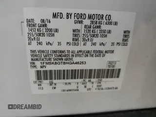 2017 Ford Explorer Sport с VIN 1FM5K8GT8HGA46253, выставлен на аукционе Copart как лот 61855765 с пробегом 101 233 миль миль и Списание • Salvage title. История ставок и продаж доступна на DreamBid. Изображение 13.