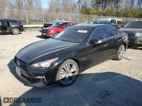 2018 Infiniti Q50 3.0t LUXE with VIN JN1EV7AR6JM440783, listed as a Copart auction lot 46098645 with 60,221 mi miles and Salvage Title. Bid and sale history available at carsss.com. Image 1.