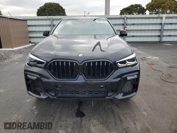 2021 BMW X6 xDrive40i with VIN 5UXCY6C00M9E08487, listed as a Copart auction lot 46477895 with 34,000 mi miles and Salvage Title. Bid and sale history available at carsss.com. Image 5.