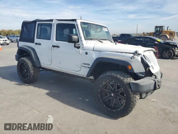 2018 Jeep Wrangler JK Unlimited Sport S with VIN 1C4BJWDG7JL865323, listed as a Copart auction lot 82657514 with 15,408 mi miles and Salvage Title. Bid and sale history available at carsss.com. Image 4.