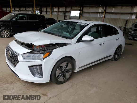 2021 Hyundai Ioniq Limited z VIN KMHC05LC2MU255940, wystawiony jako Copart lot #60332364 z przebiegiem Nie podano mil oraz Szkoda całkowita • Salvage title. Historia ofert i sprzedaży dostępna na DreamBid. Obrazek 1.