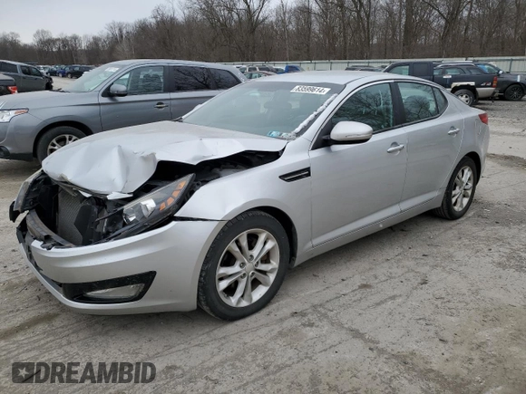 2013 Kia Optima EX z VIN 5XXGN4A7XDG144632, wystawiony jako Copart lot #83599614 z przebiegiem 97 316 mil mil oraz Szkoda całkowita • Salvage title. Historia ofert i sprzedaży dostępna na DreamBid. Obrazek 1.