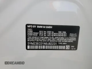 2022 BMW X4 M z VIN 5YM23EC01N9J82231, wystawiony jako Copart lot #43271695 z przebiegiem 20 715 mil mil oraz Szkody całkowita. Historia ofert i sprzedaży dostępna na DreamBid. Obrazek 15.