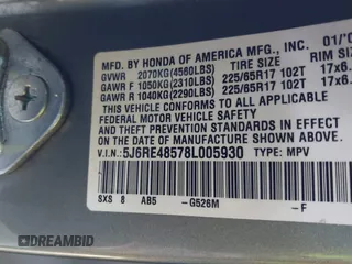 2008 Honda CR-V EX with VIN 5J6RE48578L005930, listed as a IAAI auction lot 41601784 with 112,143 mi miles. Bid and sale history available at carsss.com. Image 9.