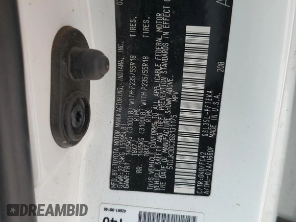 2016 Toyota Sienna LE with VIN 5TDJK3DC3GS131175, listed as a Copart auction lot 52520595 with 107,001 mi miles and Salvage Title. Bid and sale history available at carsss.com. Image 14.
