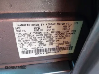 2004 Nissan Altima S with VIN 1N4AL11D24C102557, listed as a IAAI auction lot 41663563 with 151,144 mi miles. Bid and sale history available at carsss.com. Image 9.