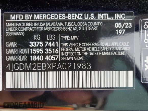 2023 Mercedes-Benz EQS with VIN 4JGDM2EBXPA021983, listed as a Copart auction lot 47218804 with 7,063 mi miles. Bid and sale history available at carsss.com. Image 13.