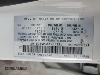 2013 Mazda 3 i Grand Touring with VIN JM1BL1WP3D1785334, listed as a Copart auction lot 53758355 with 177,157 mi miles and Salvage Title. Bid and sale history available at carsss.com. Image 12.