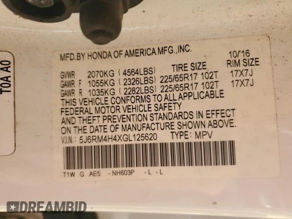 2016 Honda CR-V SE with VIN 5J6RM4H4XGL125620, listed as a Copart auction lot 49129505 with 89,438 mi miles and Salvage Title. Bid and sale history available at carsss.com. Image 14.